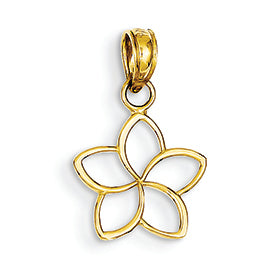 14K Gold Small Polished Cut Out Flower Pendant