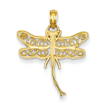 14K Gold Dragonfly w/Filigree Wings Pendant