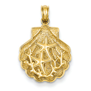 14K Gold Starfish in Shell Pendant