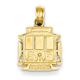 14K Gold Polished SF Train Pendant