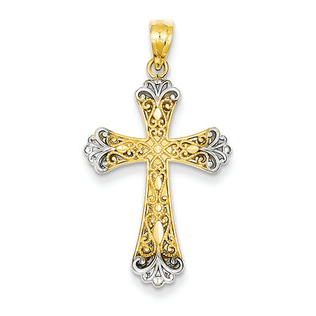 14K Gold Two-tone Cross Pendant