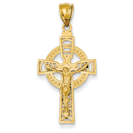 14K Gold Polished Celtic Crucifix Pendant