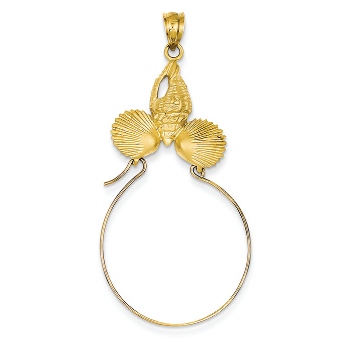 14K Gold Sea Shell Charm Holder