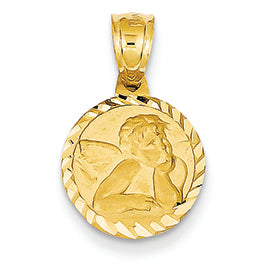 14K Gold Satin & Polished Angel Charm