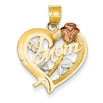 14K Gold Two-Tone W/rhodium Mom Charm