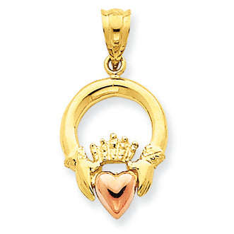 14K Gold Two-tone Claddagh Pendant
