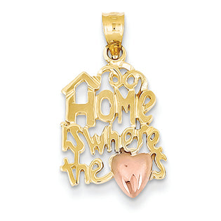 14K Gold Two-Tone Home Is Where The Heart Is Charm