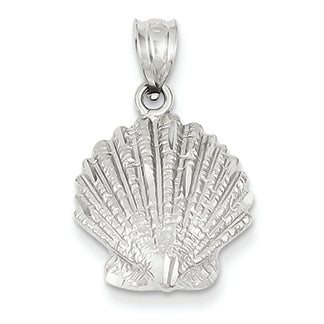14K White Gold Shell Charm
