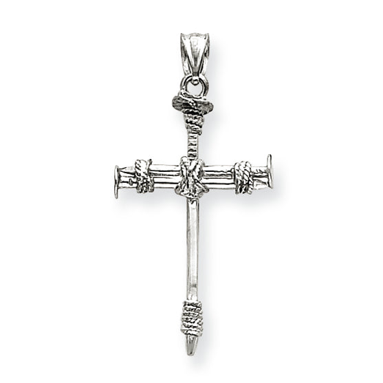 14K White Gold Nail Cross Pendant