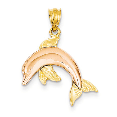 14K Gold Two-Tone Dolphin Charm