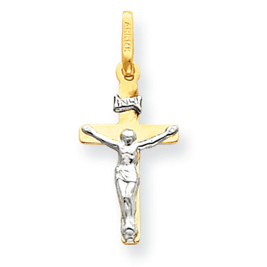 14K Gold Two-tone INRI Crucifix Pendant