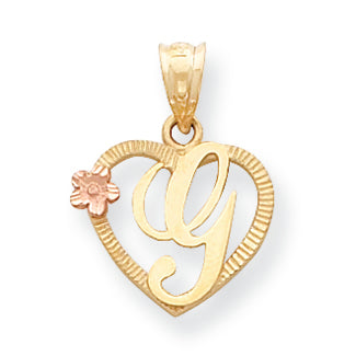 14K Gold Two-Tone Initial G in Heart Charm