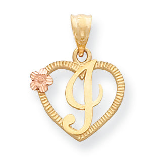 14K Gold Two-Tone Initial I in Heart Charm