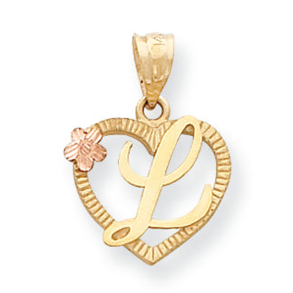 14K Gold Two-Tone Initial L in Heart Charm