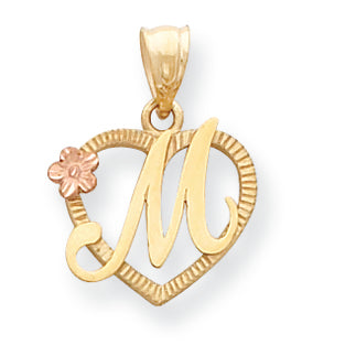 14K Gold Two-Tone Initial M in Heart Charm