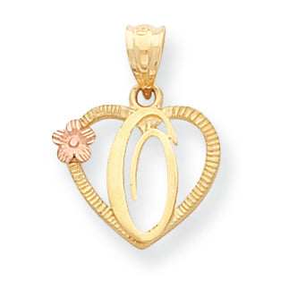 14K Gold Two-Tone Initial O in Heart Charm