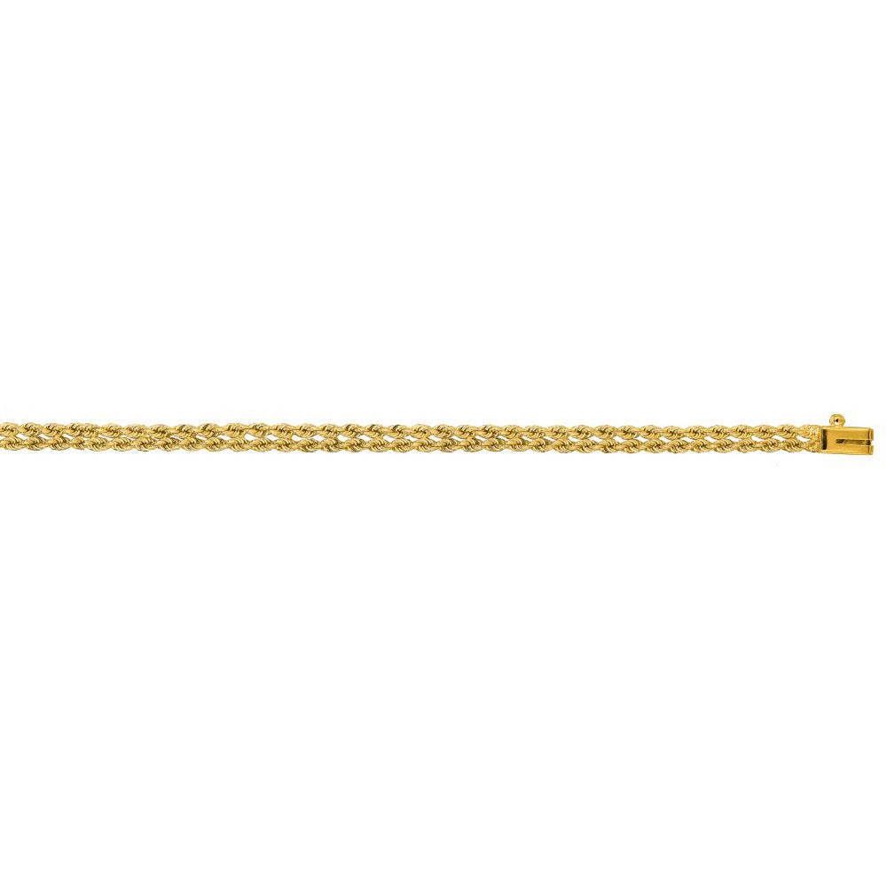 14K Solid Yellow Gold Double Line Bracelet 4mm thick 8 Inches