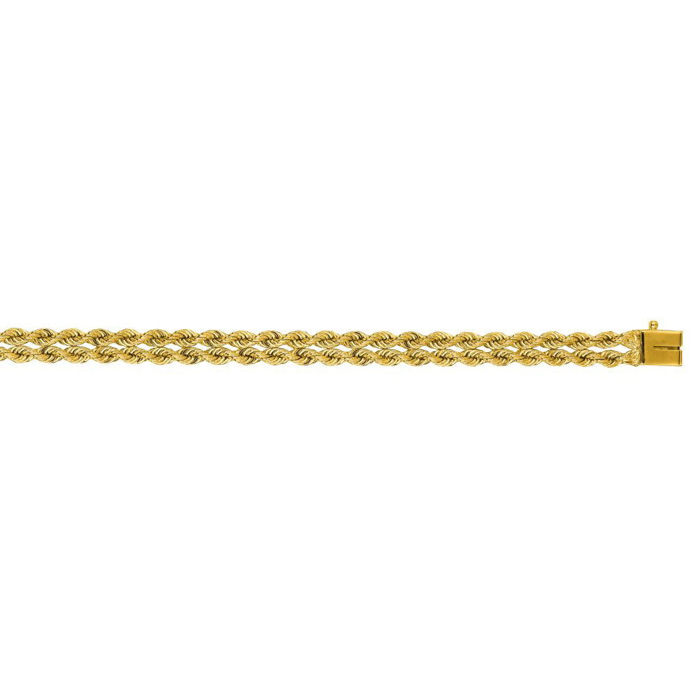 14K Solid Yellow Gold Double Line Bracelet 6mm thick 7 Inches