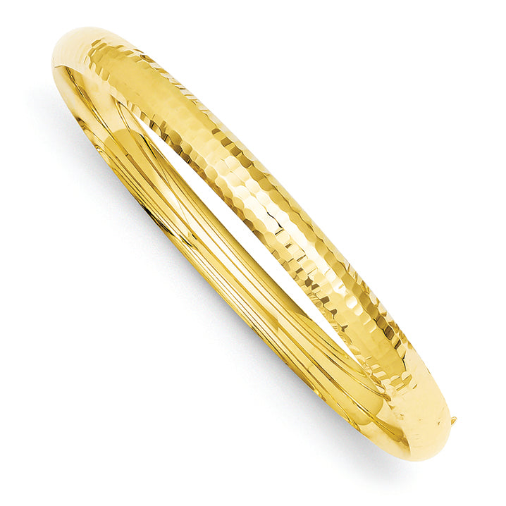 14K Gold 4/16 Hammered Fancy Hinged Bangle Bracelet