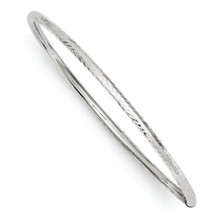 14K White Gold 3mm D/C Bangle
