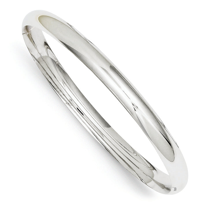 14K White Gold High Polished 6.00mm Hinged Bangle