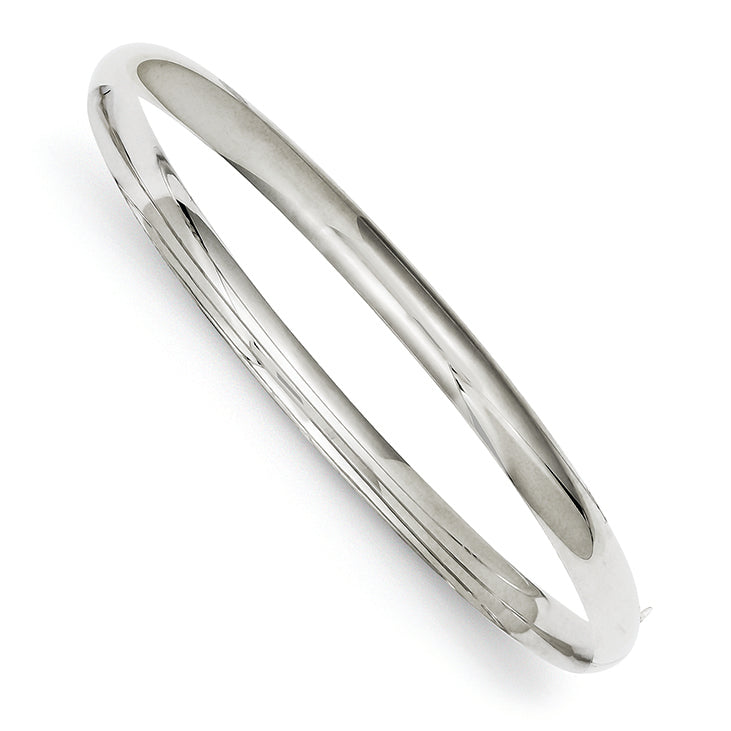 14K White Gold  High Polished 4.0mm Hinged Bangle