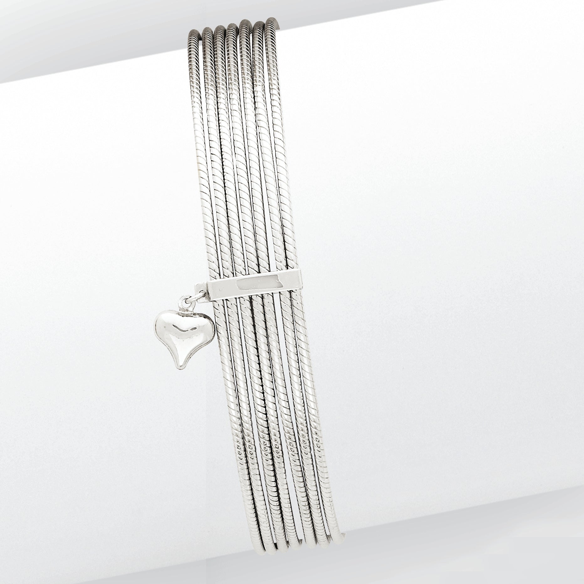 14K White Gold Slip On 7 Bangles