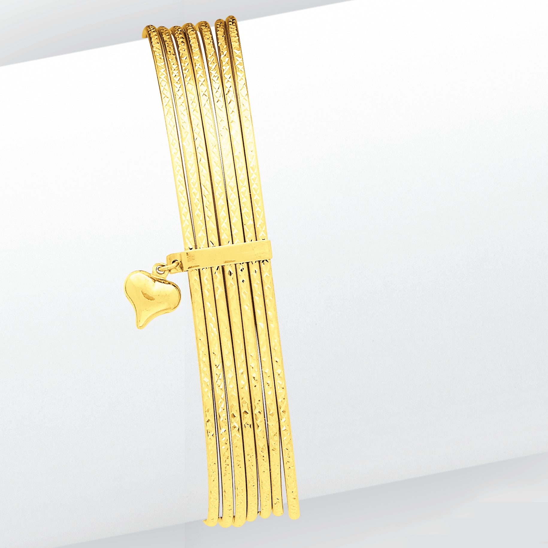 14K Gold D/C Slip On 7 Bangles