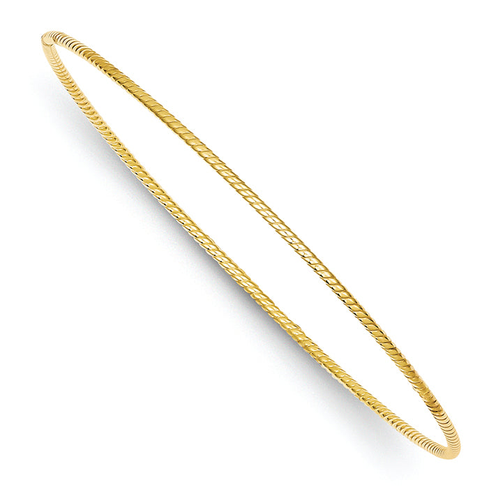 14K Gold 1.5mm Twist Slip-on Bangle Bracelet