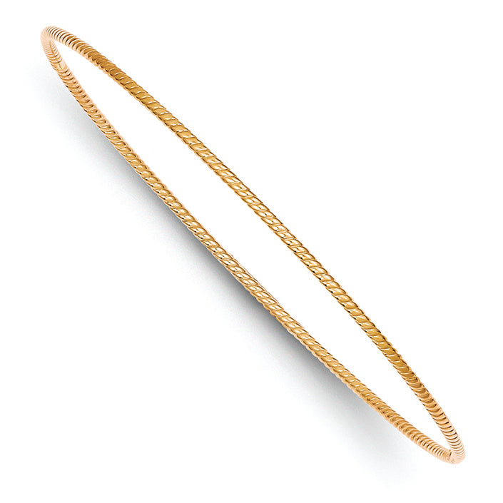 14K Gold 1.5mm Rose Gold Twist Slip-on Bangle Bracelet