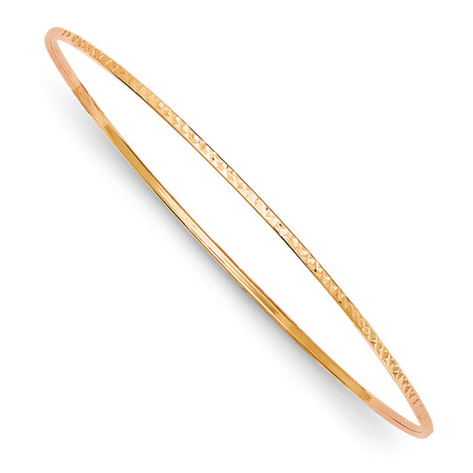 14K Gold 1.5mm Rose Gold Diamond-Cut Slip-on Bangle Bracelet