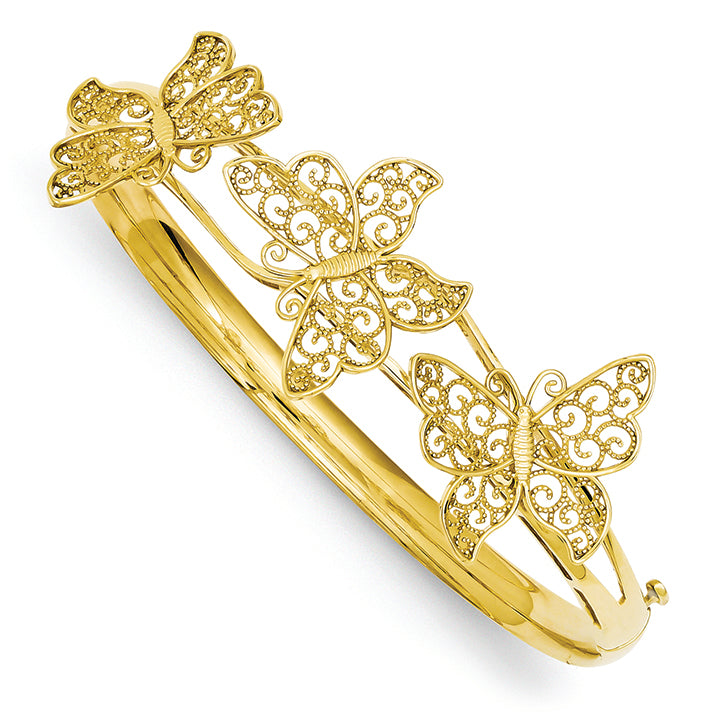 14K Gold Butterfly Bangle Bracelet
