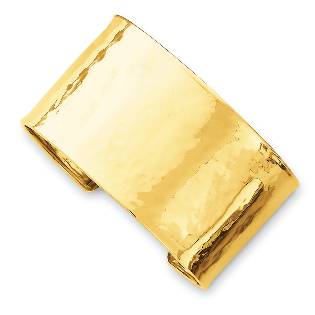 14K Gold 37mm Hammered Polished Bangle