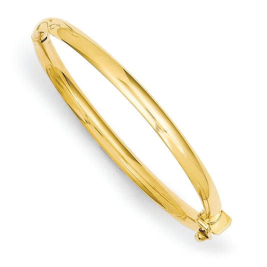 14K Gold Polished 3.75mm Hinged Safety Clasp Baby Bangle