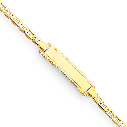 14K Gold 6in Polished Engravable Anchor Link Baby/Child ID Bracelet 6 Inches