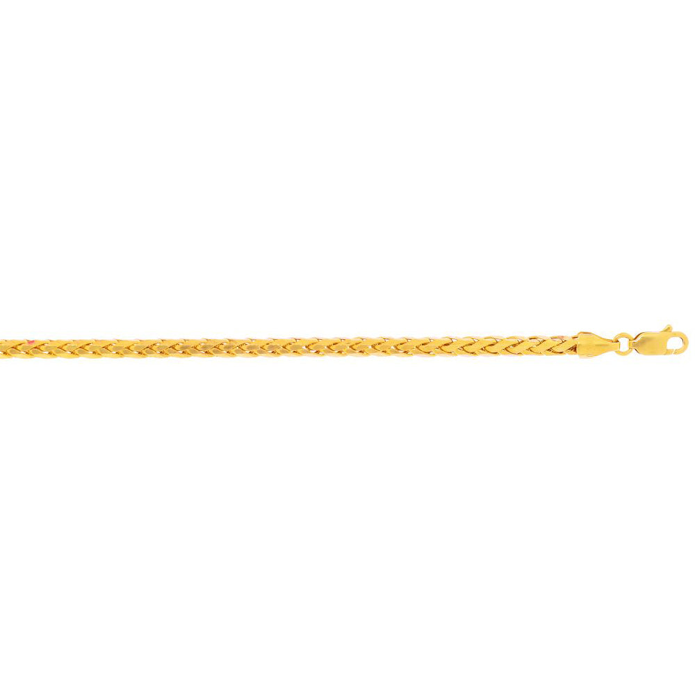 14K Solid Yellow Gold Diamond Cut Light Franco Chain Necklace 3.2mm thick 18 Inches