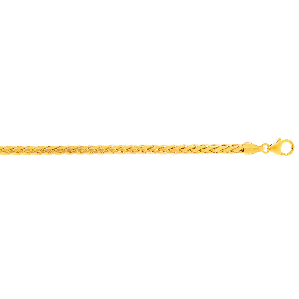 14K Solid Yellow Gold Diamond Cut Light Franco Bracelet 4.1mm thick 8 Inches