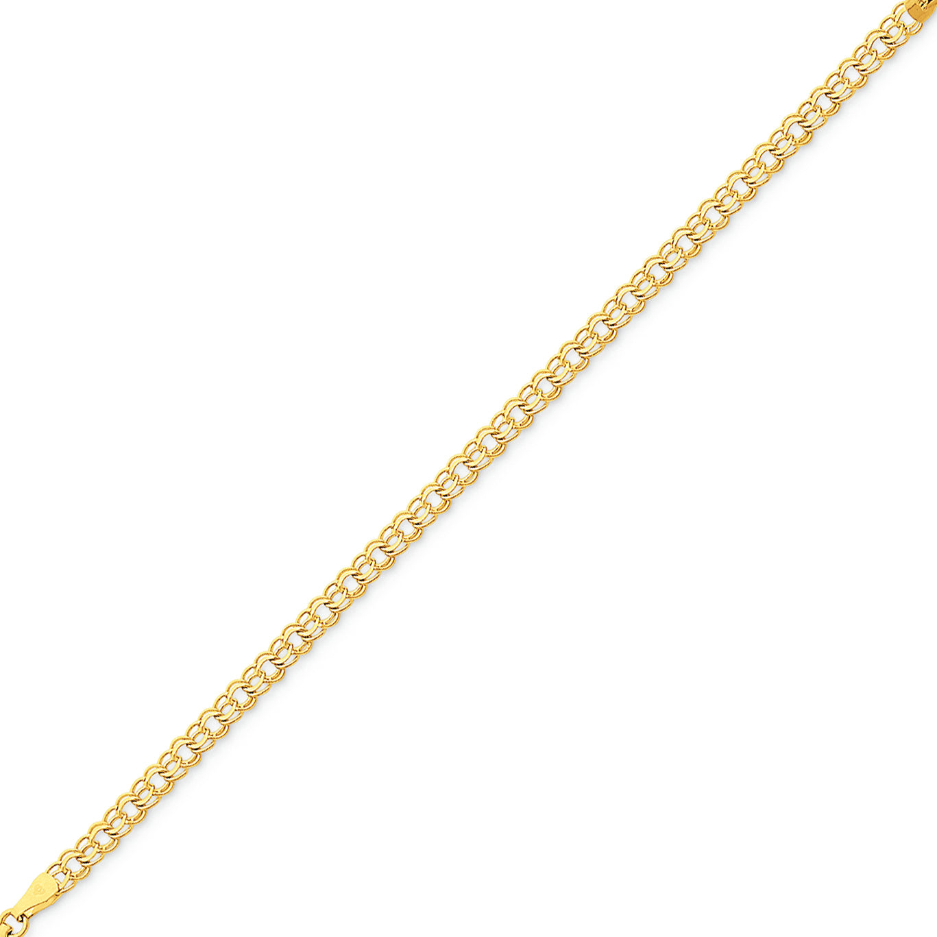 14K Gold Doubl Link Charm Bracelet 7 Inches