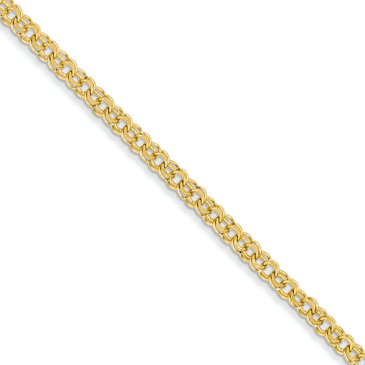 14K Gold 7in 3.75mm Solid Double Link Charm Bracelet 7 Inches