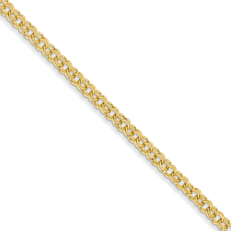 14K Gold 8in 3.75mm Solid Double Link Charm Bracelet 8 Inches