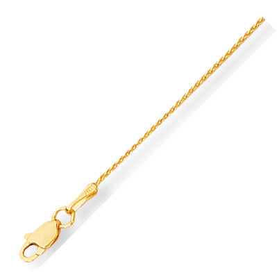 14K Solid Yellow Gold Diamond Cut Wheat Chain 0.8mm thick 20 Inches