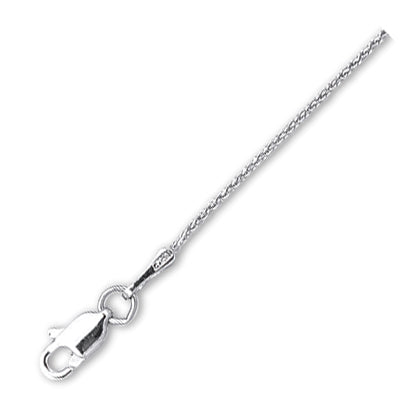 14K Solid White Gold Diamond Cut Wheat Chain 0.8mm thick 20 Inches