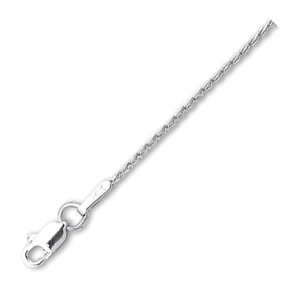 14K Solid White Gold Diamond Cut Wheat Chain 1.1mm thick 24 Inches
