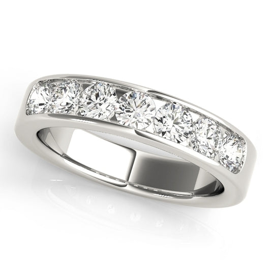 14K White Gold 0.60CTW Seven Stone Channel Set Diamond Anniversary Ring VS1-VS2 F-G