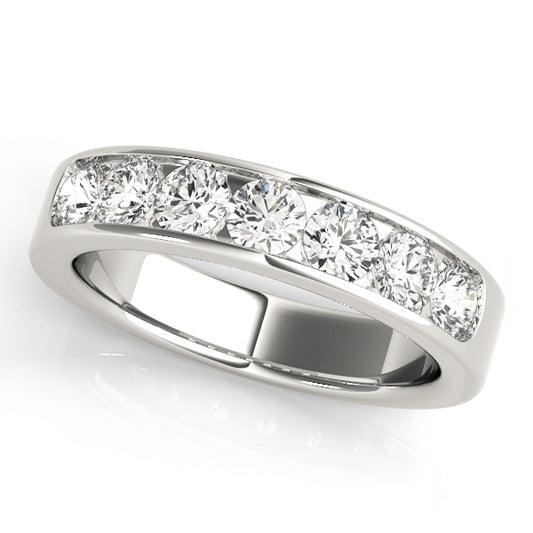 14K White Gold 1.20CTW Seven Stone Channel Set Diamond Anniversary Ring VS1-VS2 F-G