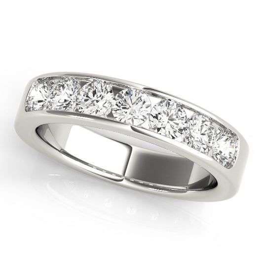 14K White Gold 0.25CTW Seven Stone Channel Set Diamond Anniversary Ring VS1-VS2 F-G
