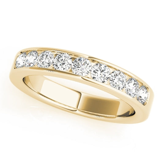 14K Yellow Gold 0.60CTW Nine Stone Channel Set Diamond Anniversary Ring VS1/VS2 F/G