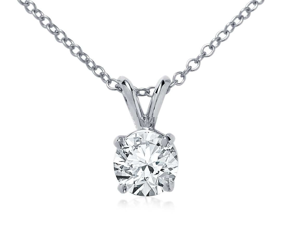 Diamond Solitaire Double Bail Pendant in 14k White Gold (0.60 ct. tw. VS1-VS2 F-G)