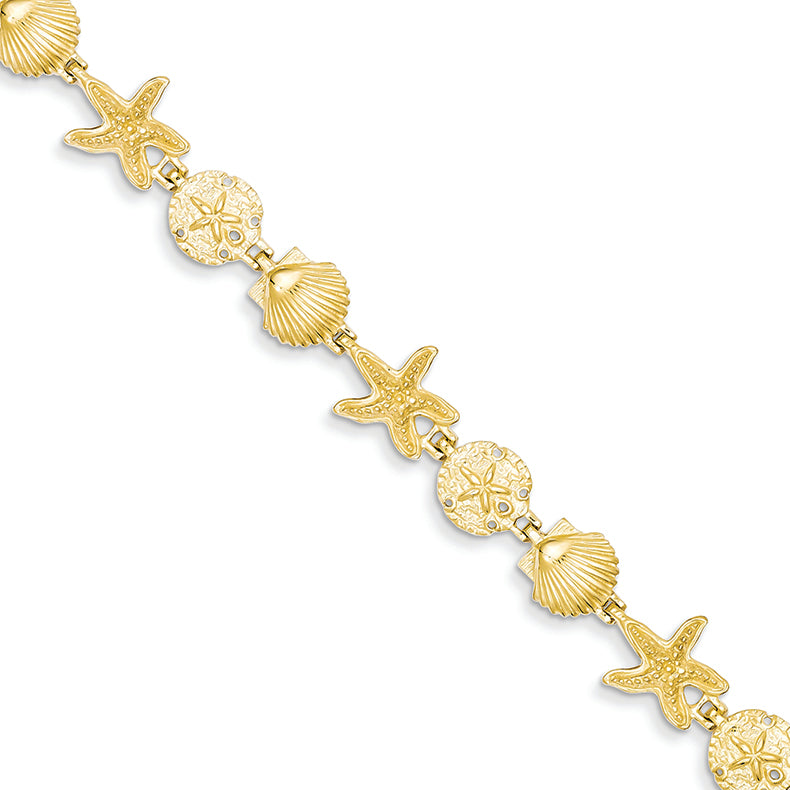 14K Gold Seashell Theme Bracelet 7.5 Inches – PriceRock