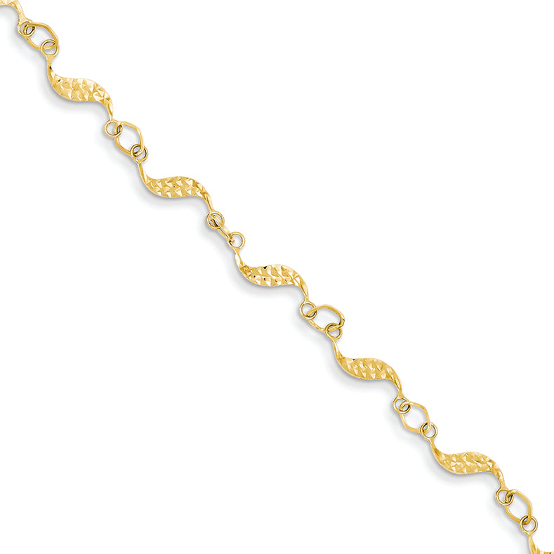 14K Gold Diamond-cut Bracelet 7.5 Inches